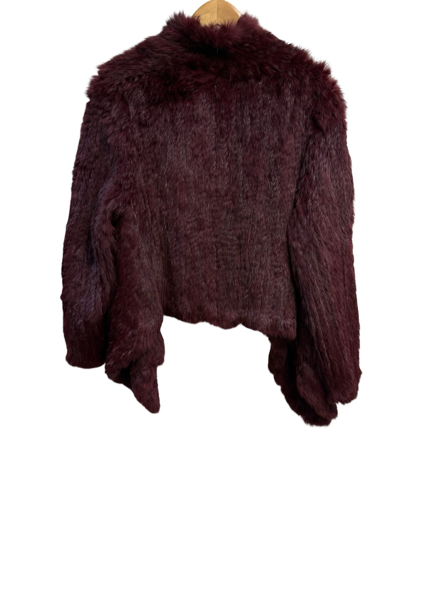 No Brand Burgundy Fur Cropped Cardigan O/S