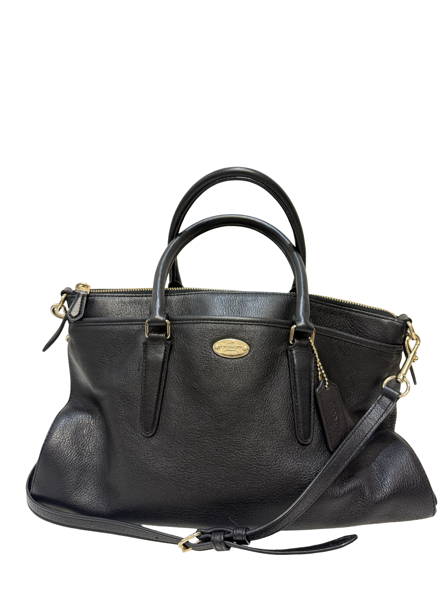 Coach Morgan Black Satchel Pebble Leather
