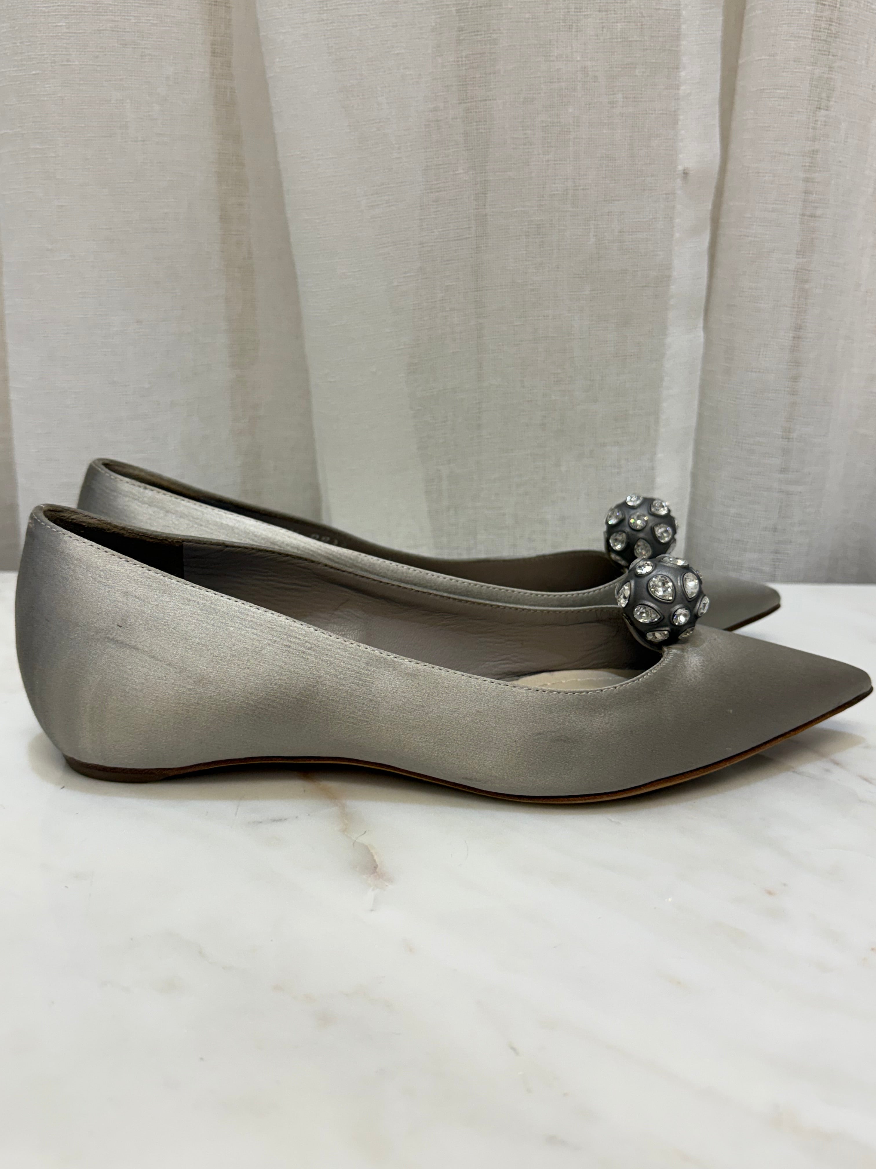 Christian Dior Silver Flats 34.5