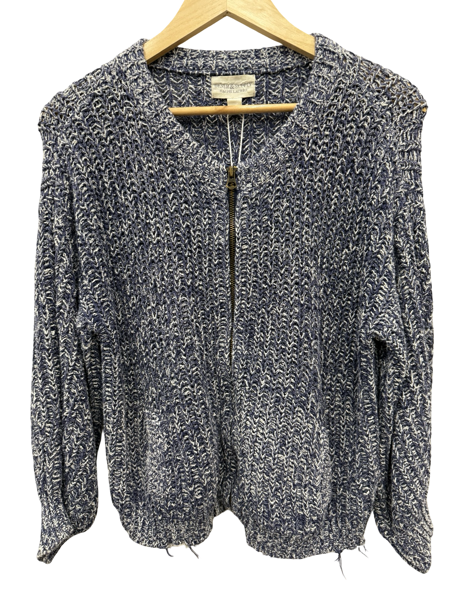 Ralph Lauren Blue Knit Zip Up L