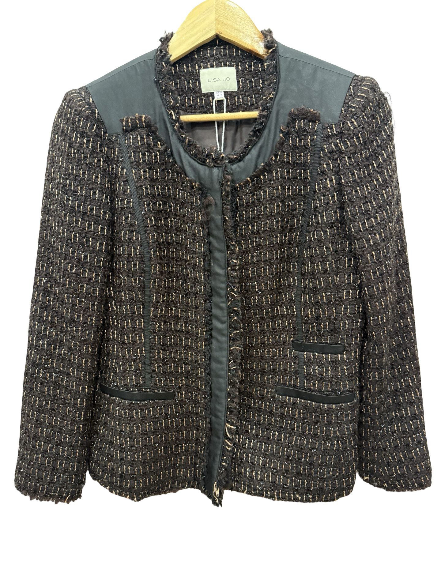 Lisa Ho Black Tweed Blazer 12
