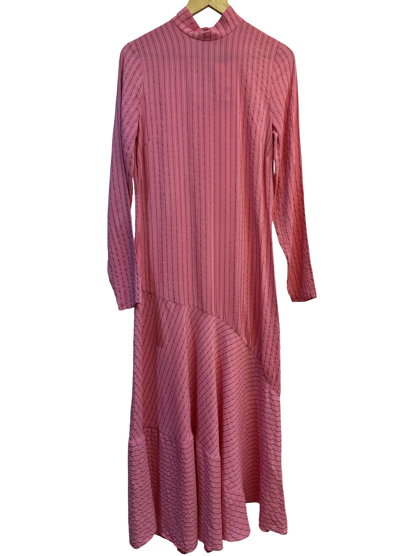 Ganni Pink & Black Pinstripe Dress 38