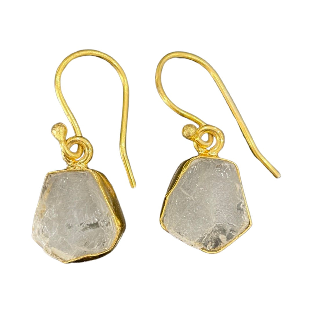 White Stone Single Drop Earrings