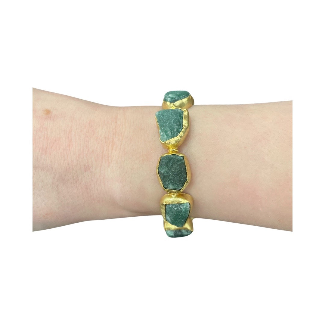 Deep Green Gold Cuff Bracelet