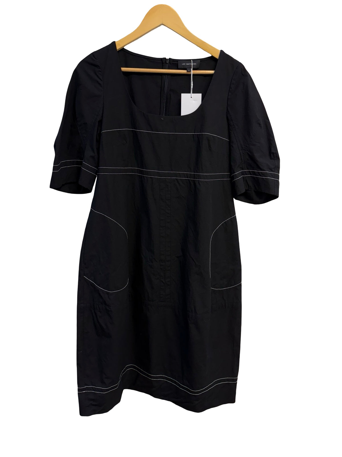 Lee Mathews Black Dress Wte Stitching 2