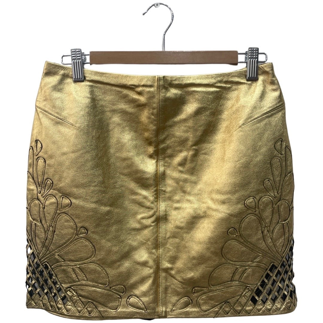 Sass & Bide Gold Leather Skirt 10 NWT