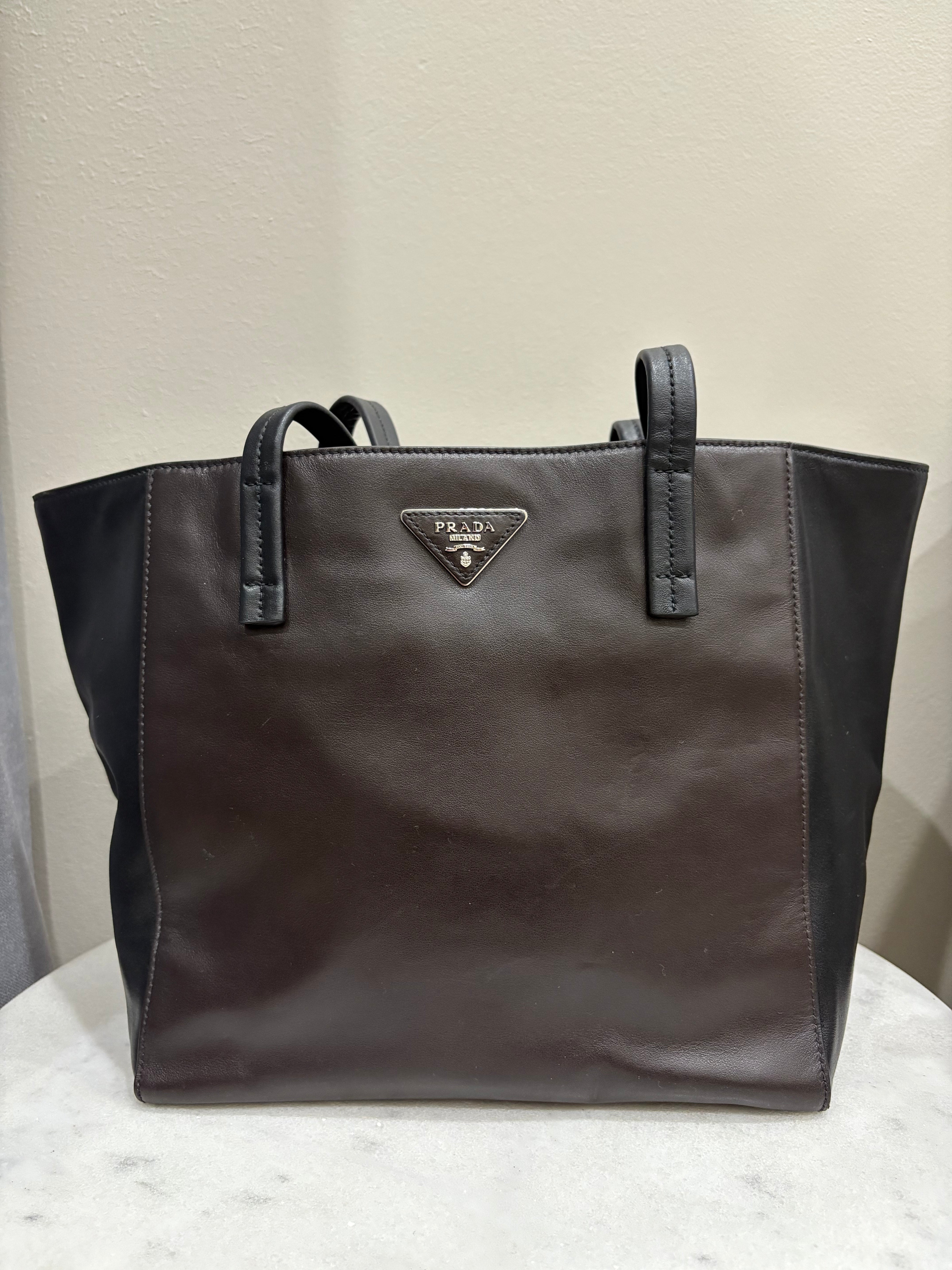 Prada Calf Tote Black/ Brown Bag