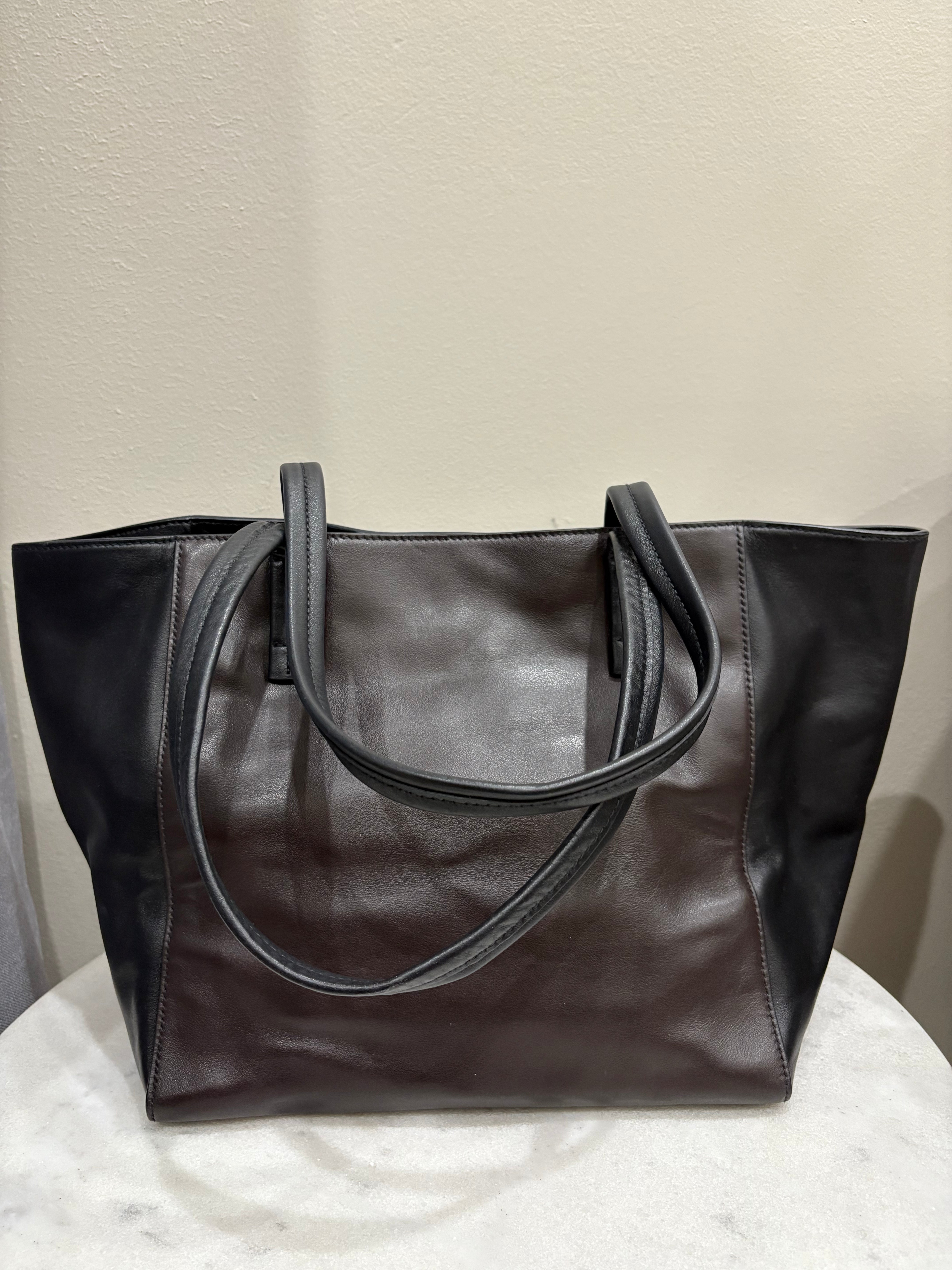 Prada Calf Tote Black/ Brown Bag