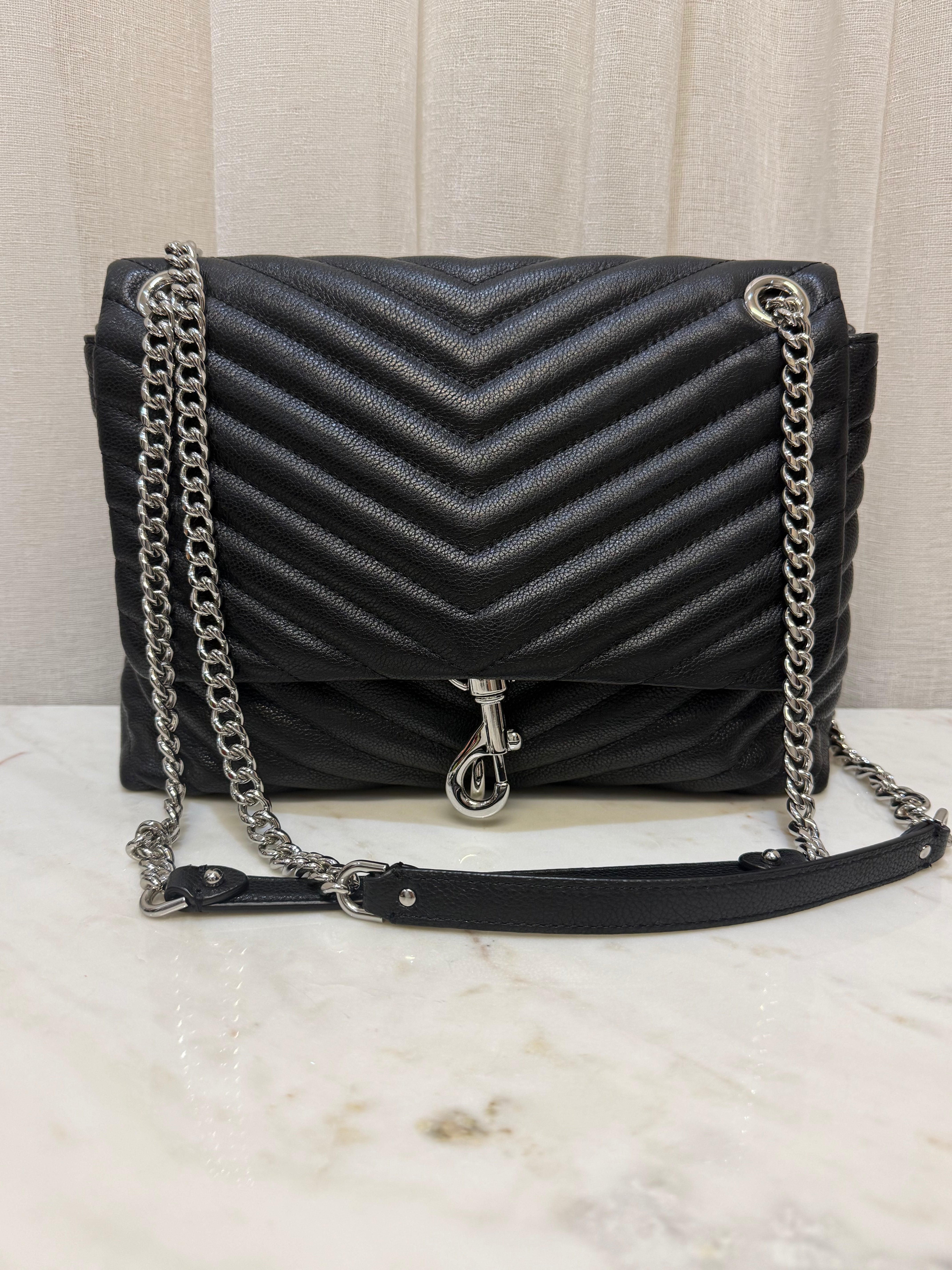 Rebecca Minkoff Black Leather Edie Shoulder Bag