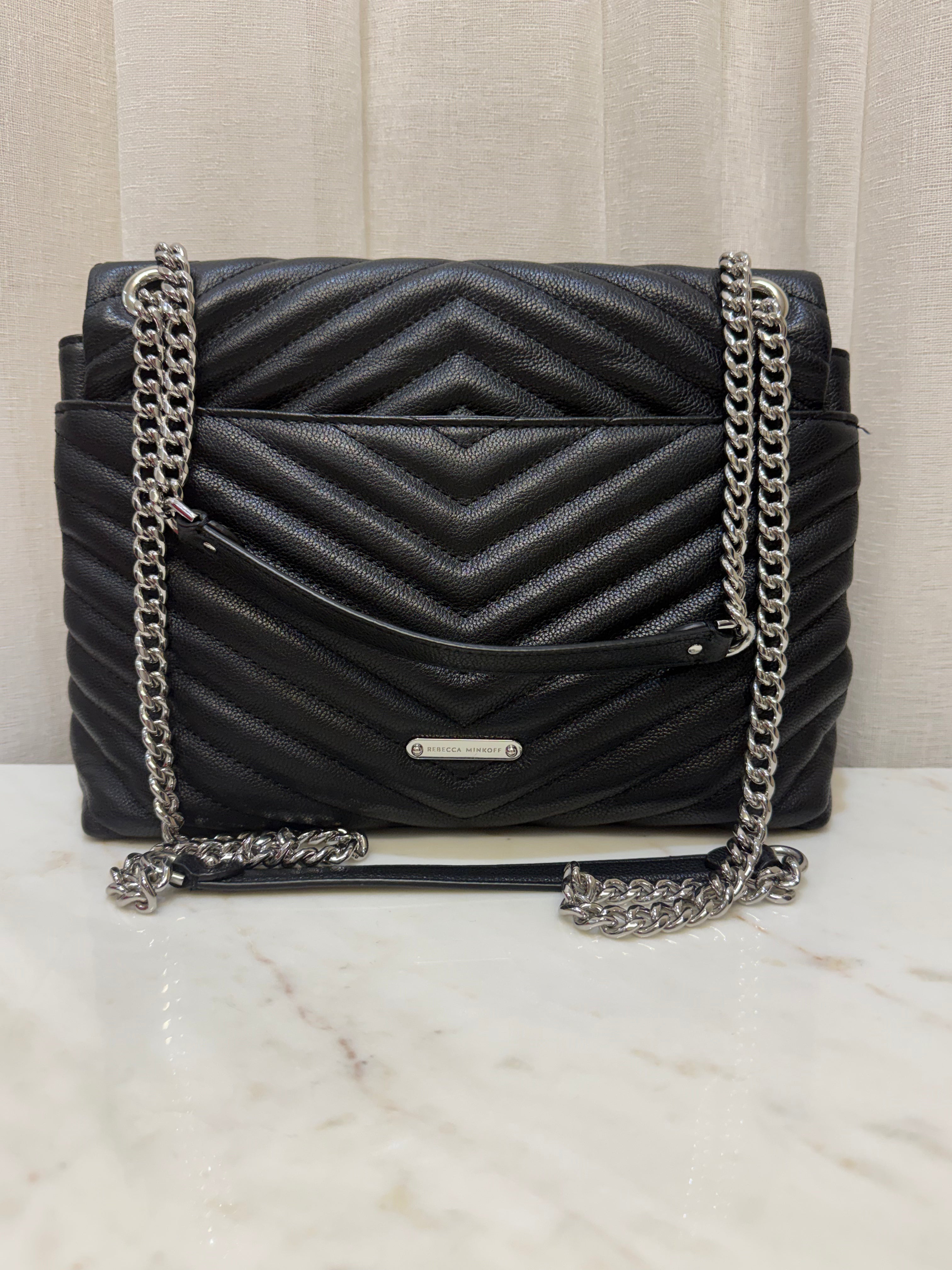 Rebecca Minkoff Black Leather Edie Shoulder Bag