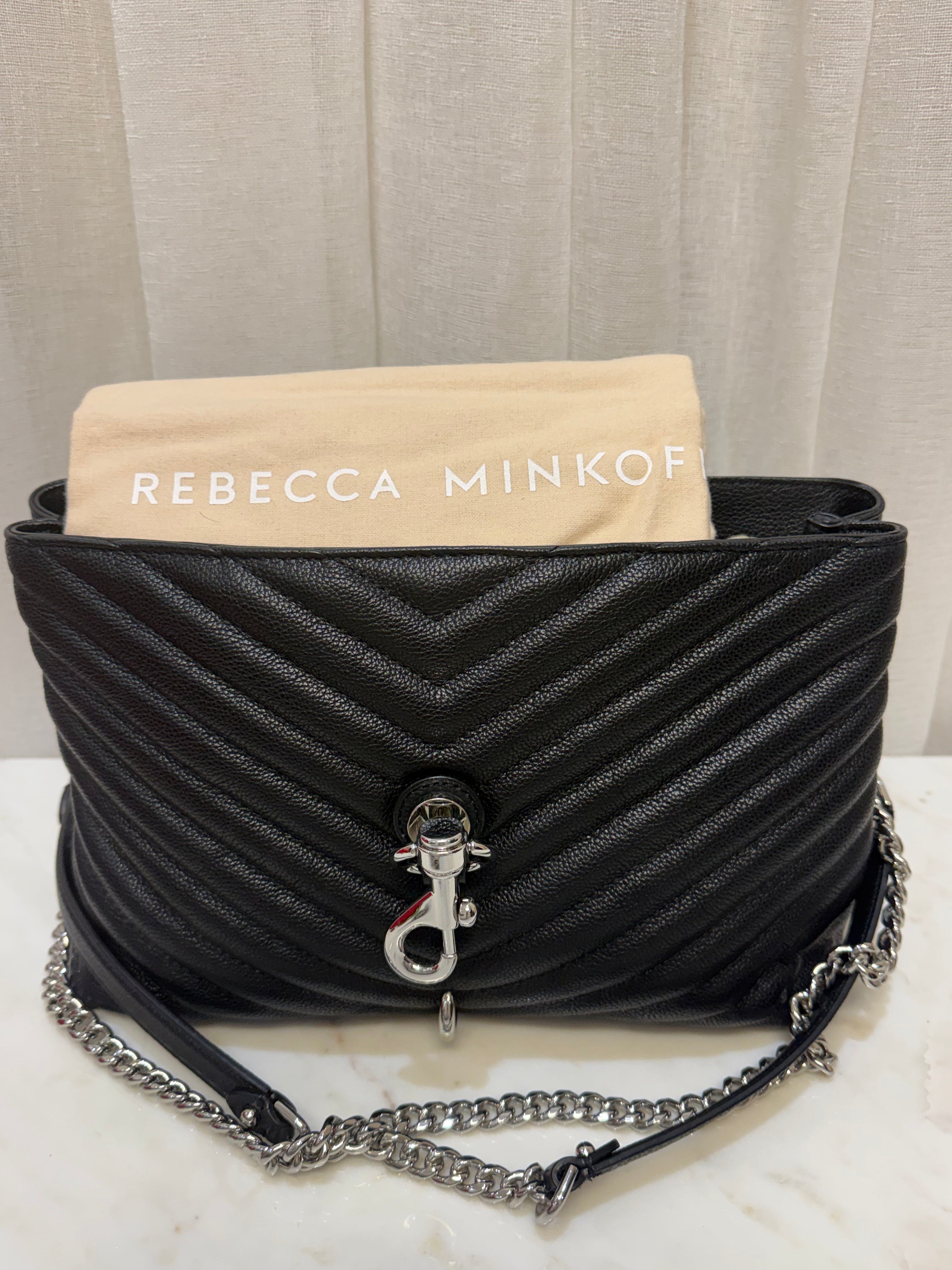 Rebecca Minkoff Black Leather Edie Shoulder Bag