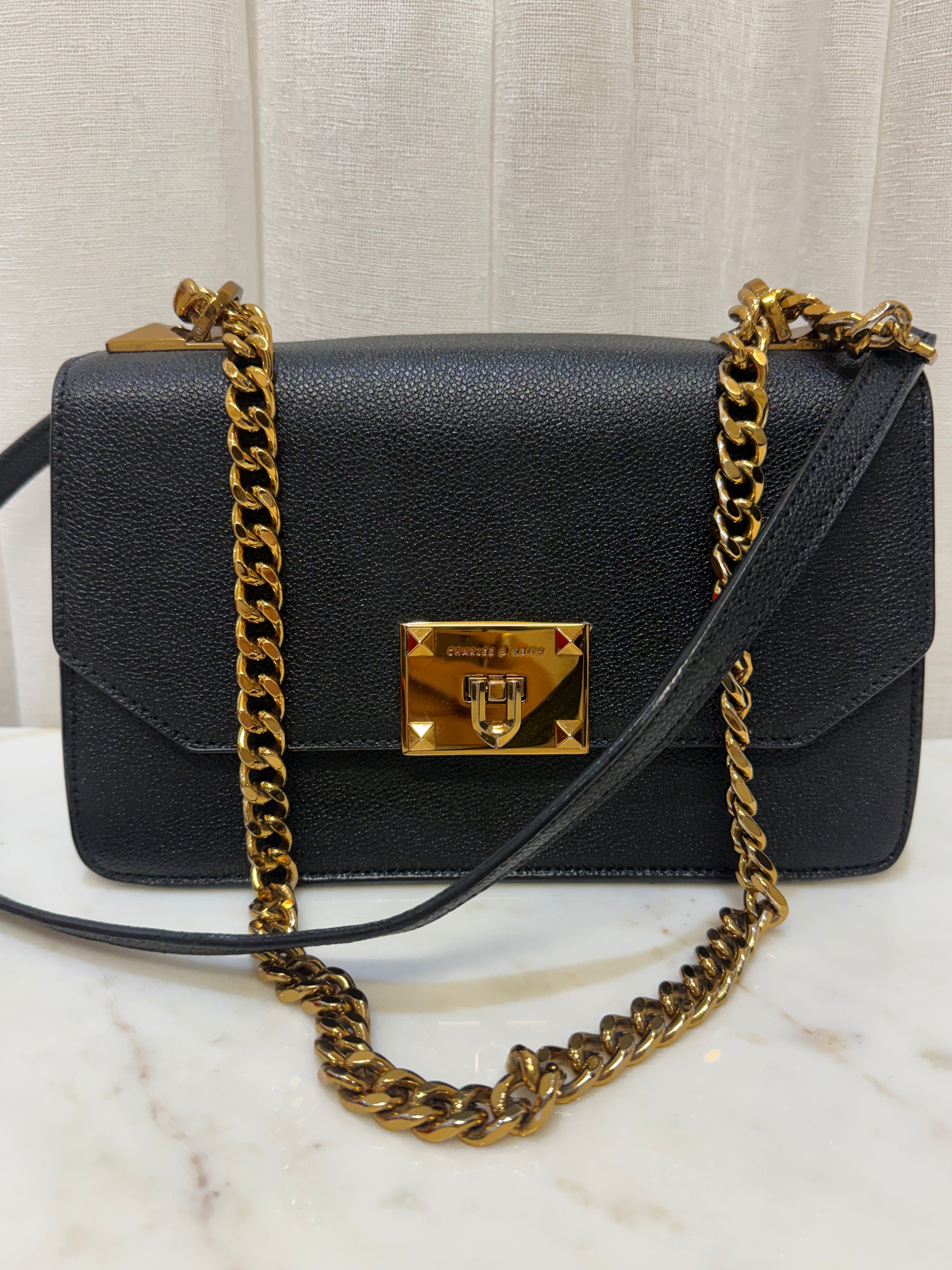 Charles & Keith Black/Gold Bag