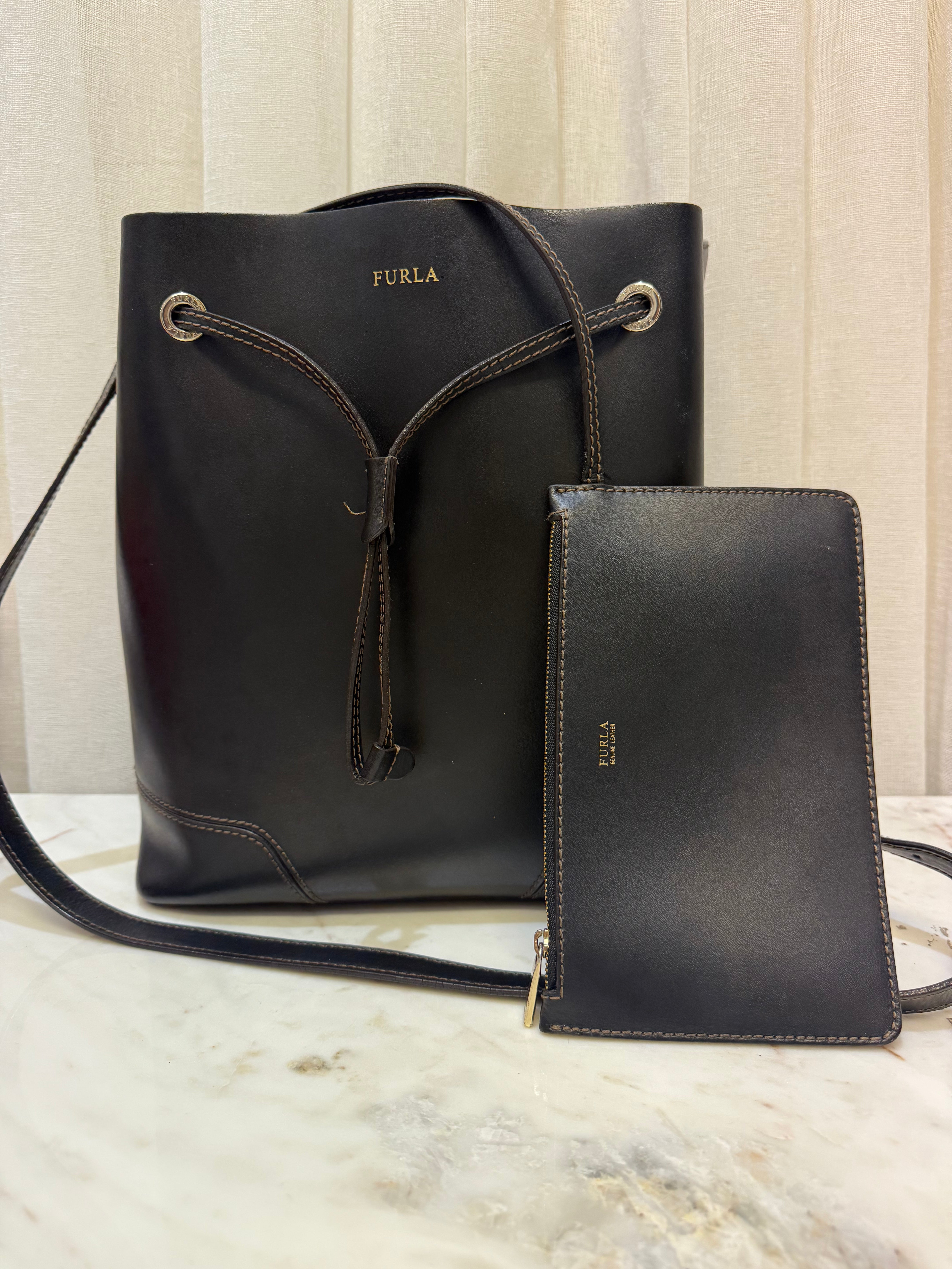 Furla Black Bucket Bag
