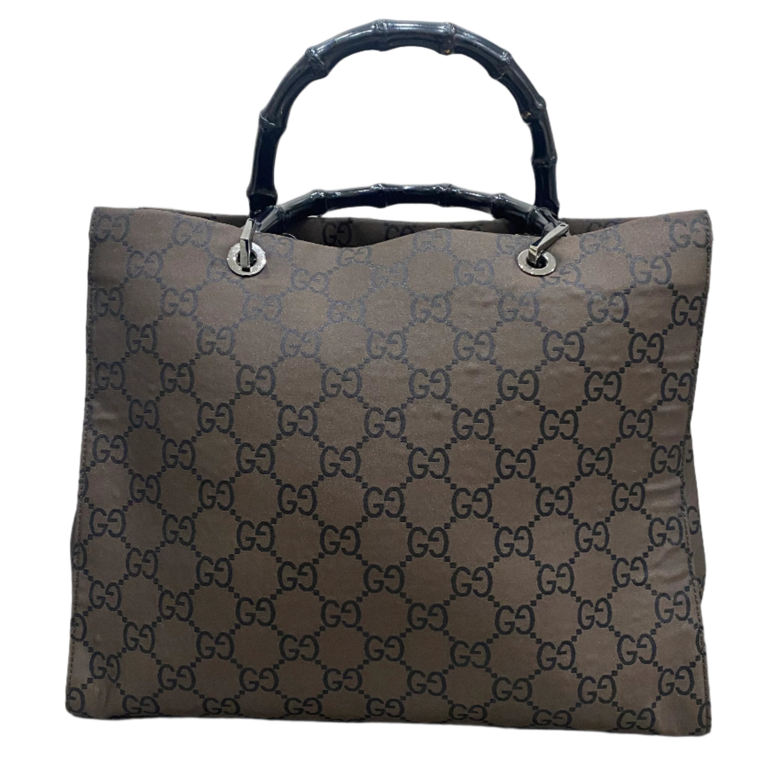 GUCCI Brown Bamboo Handle Tote