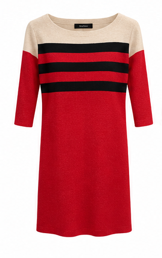 David Lawrence Red Striped Dress front on white background