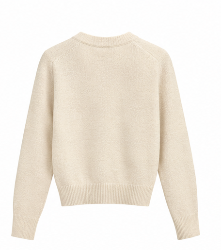 Mardi Mercredi White Cashmere Cardigan back on white background