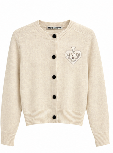 Mardi Mercredi White Cashmere Cardigan front on white background