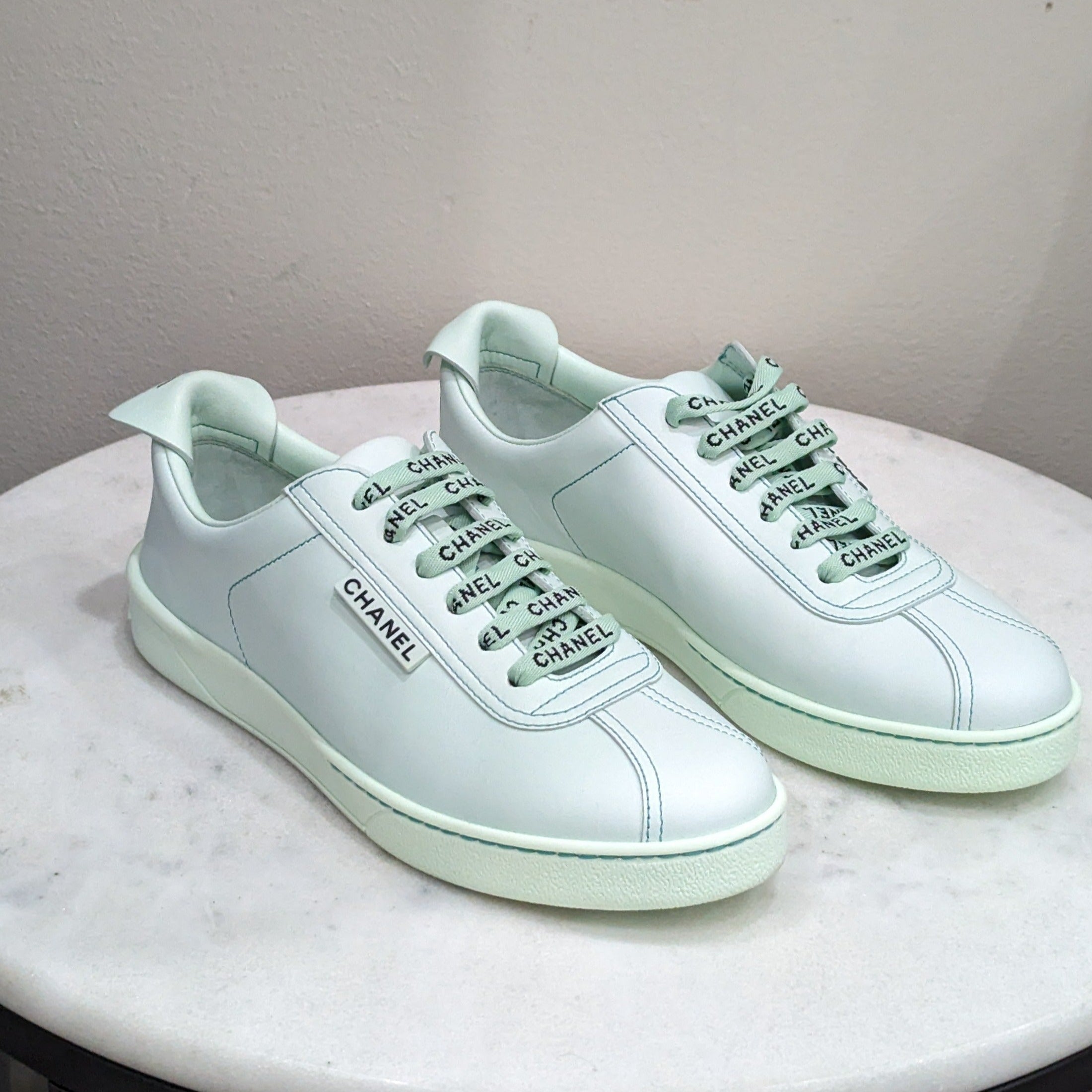 Chanel Mint Green Sneakers 36