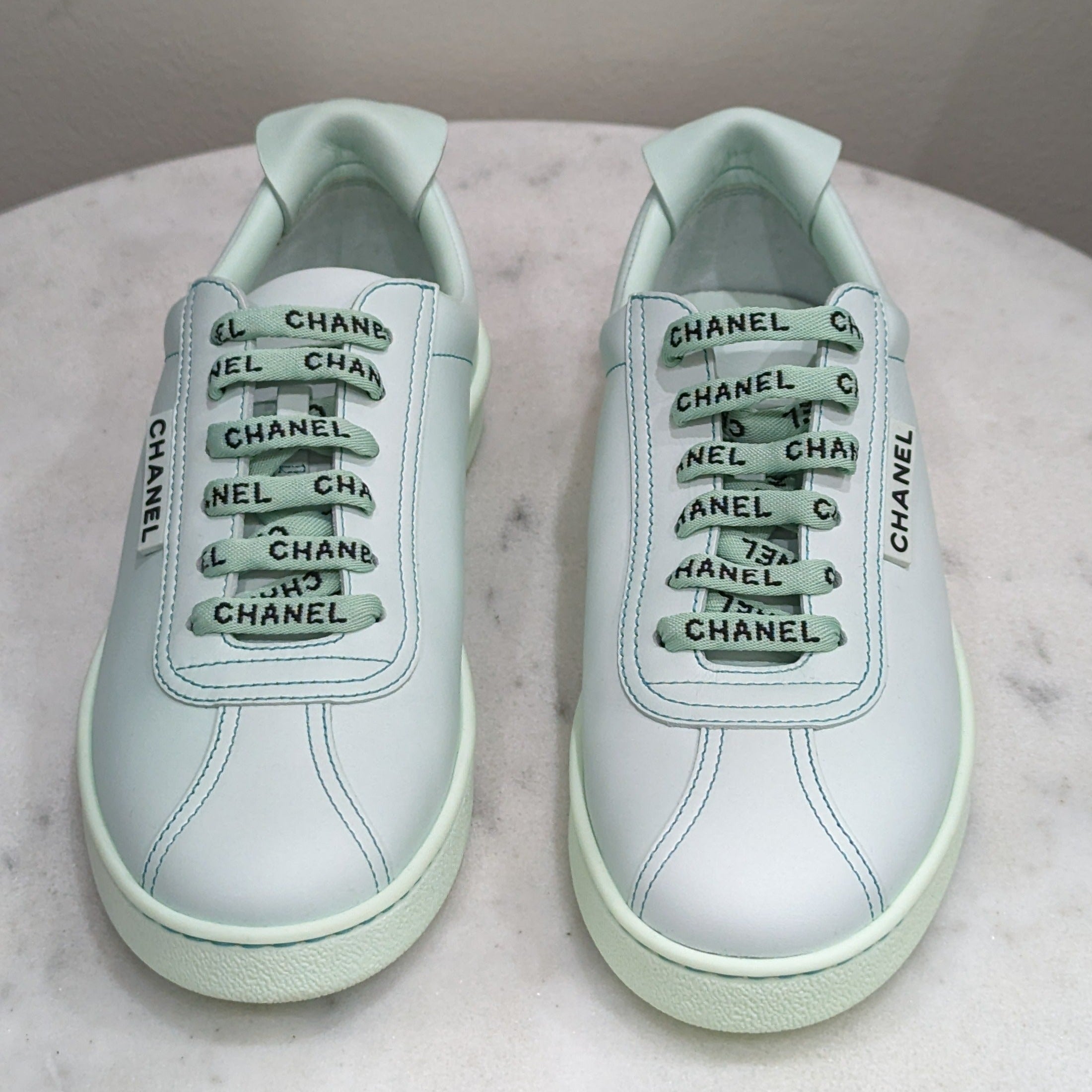 Chanel Mint Green Sneakers 36