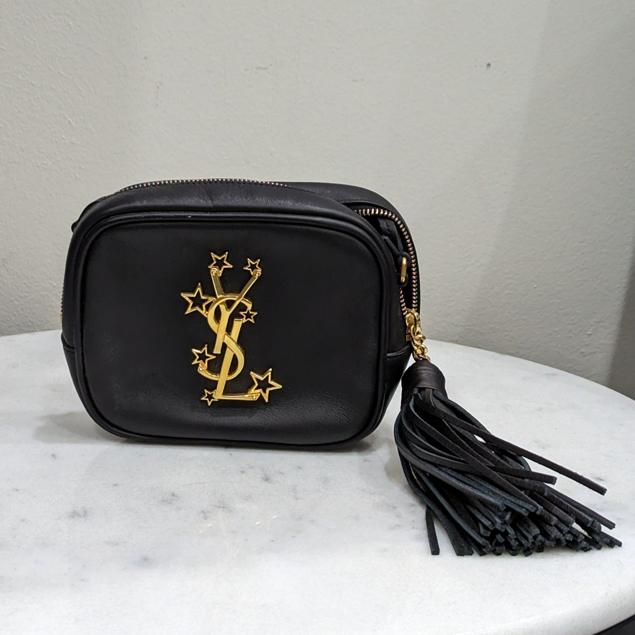 Yves Saint Laurent Black & Gold Cross Body Bag