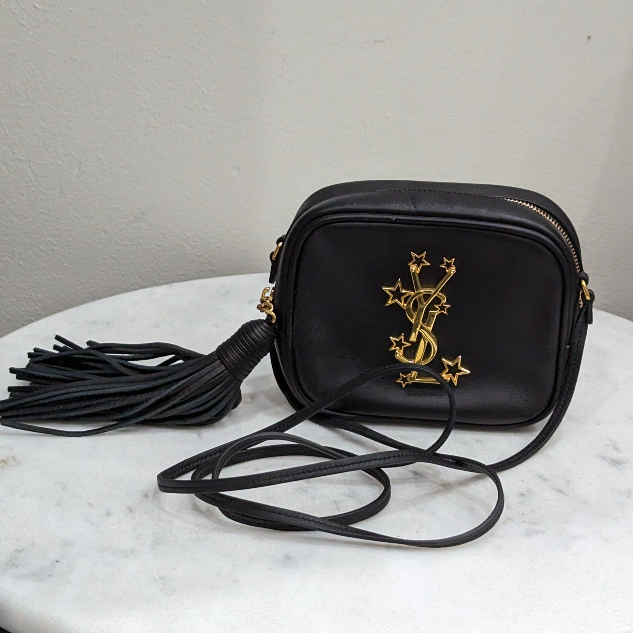 Yves Saint Laurent Black & Gold Cross Body Bag