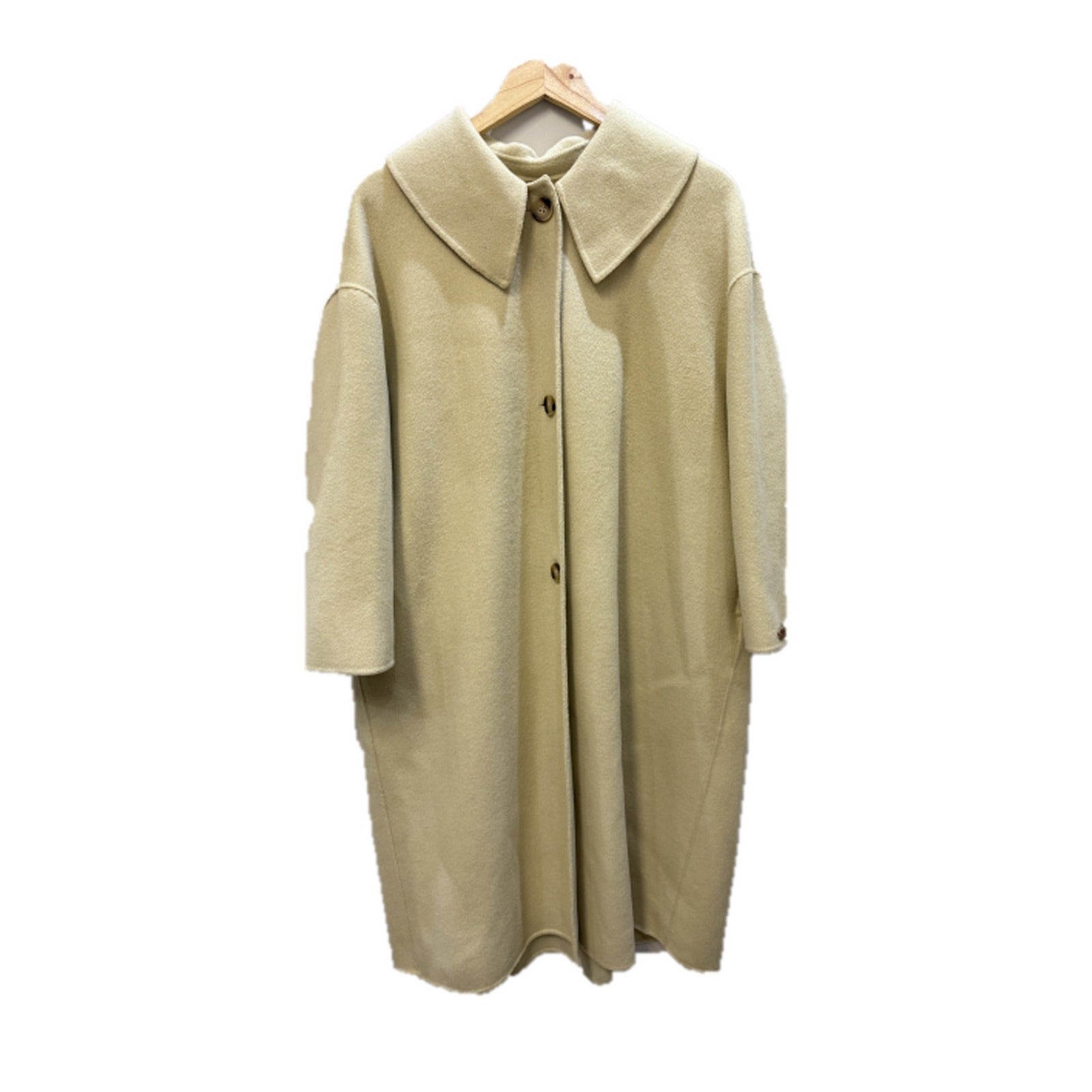 Helder Pale Yellow Wool Oversized Coat front on white background