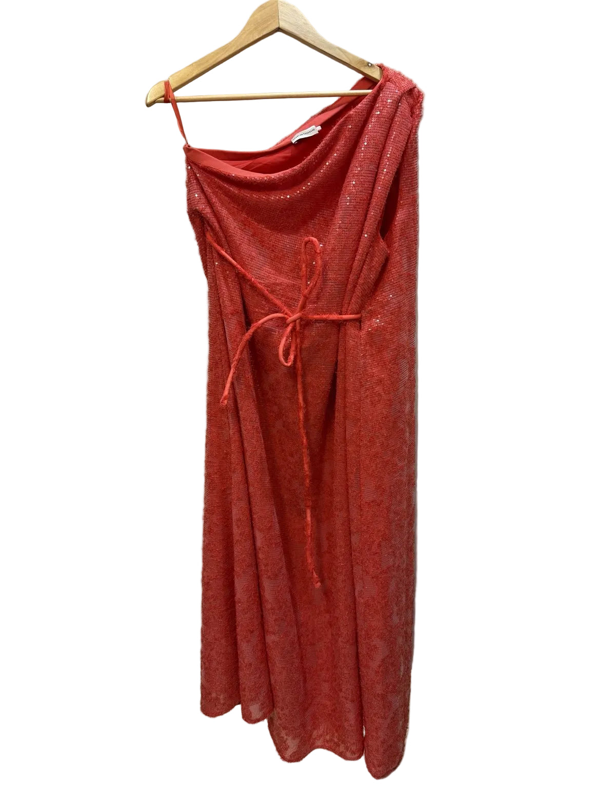 Scanlan Theodore Red Sequin One Shoulder Maxi Dress front