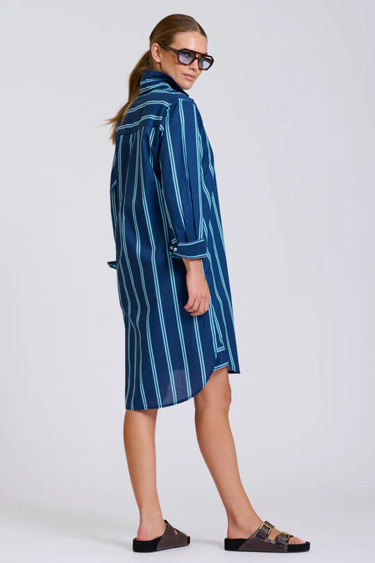 Shirty Navy Green Stripe Dress