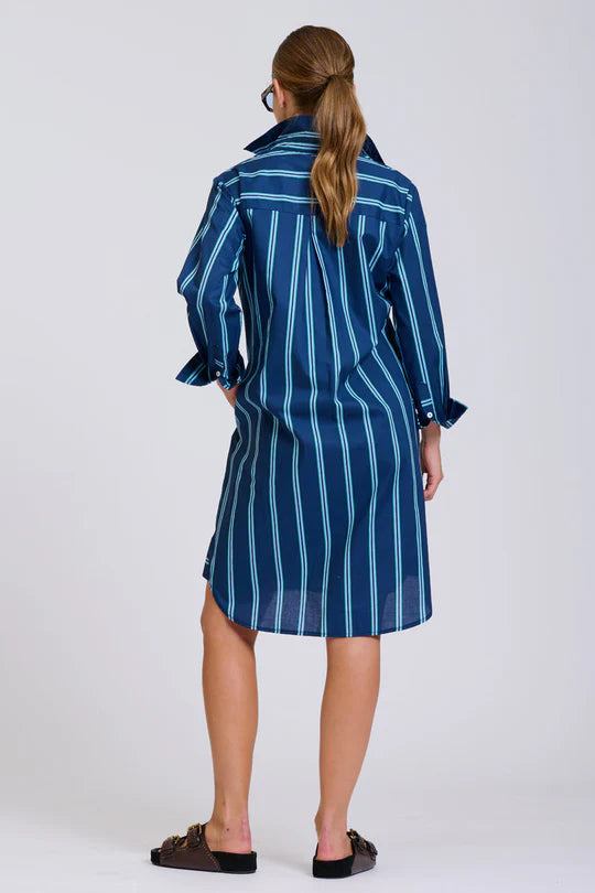 Shirty Navy Green Stripe Dress