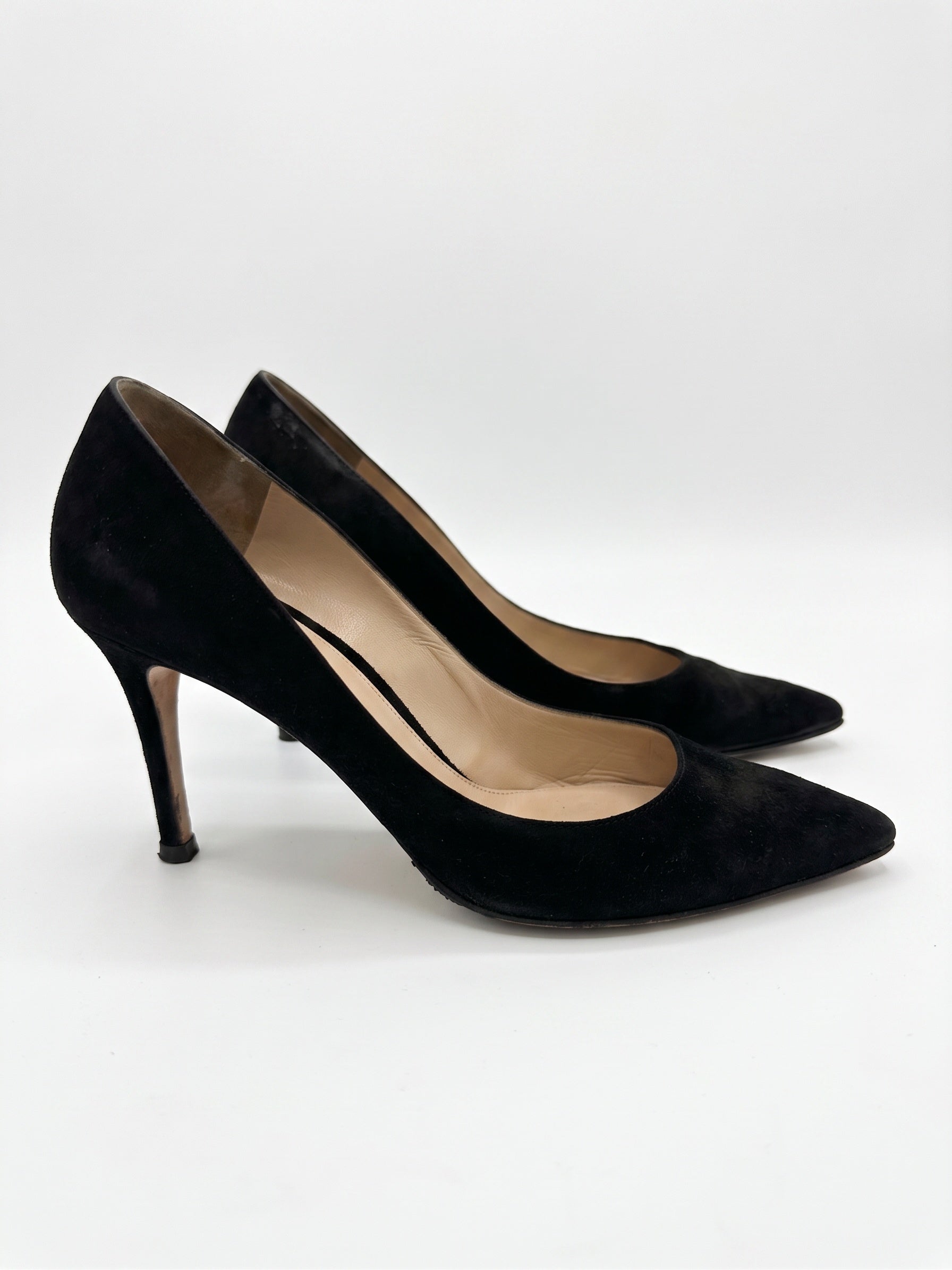 Gianvito Rossi Black Suede Heels 38