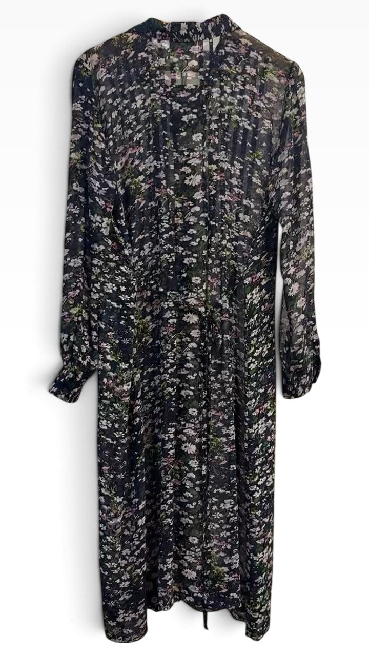Ganni Black Floral Shirt Dress 40, 40"