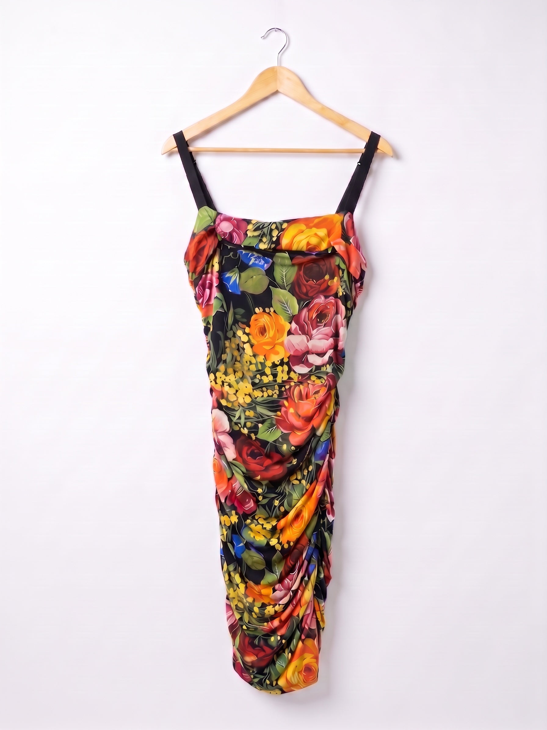 Dolce & Gabbana Black Floral Bodycon Dress XL