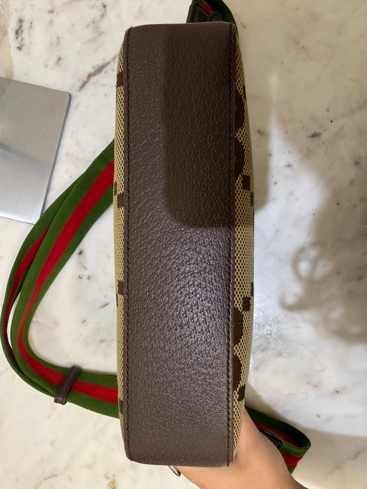 Gucci Monogram Brown Leather Bag, O/S