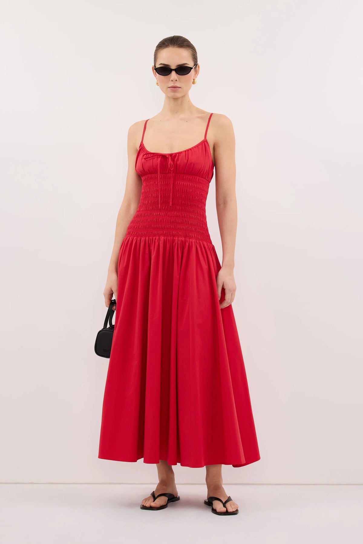 Dissh Red Cotton Midi Dress