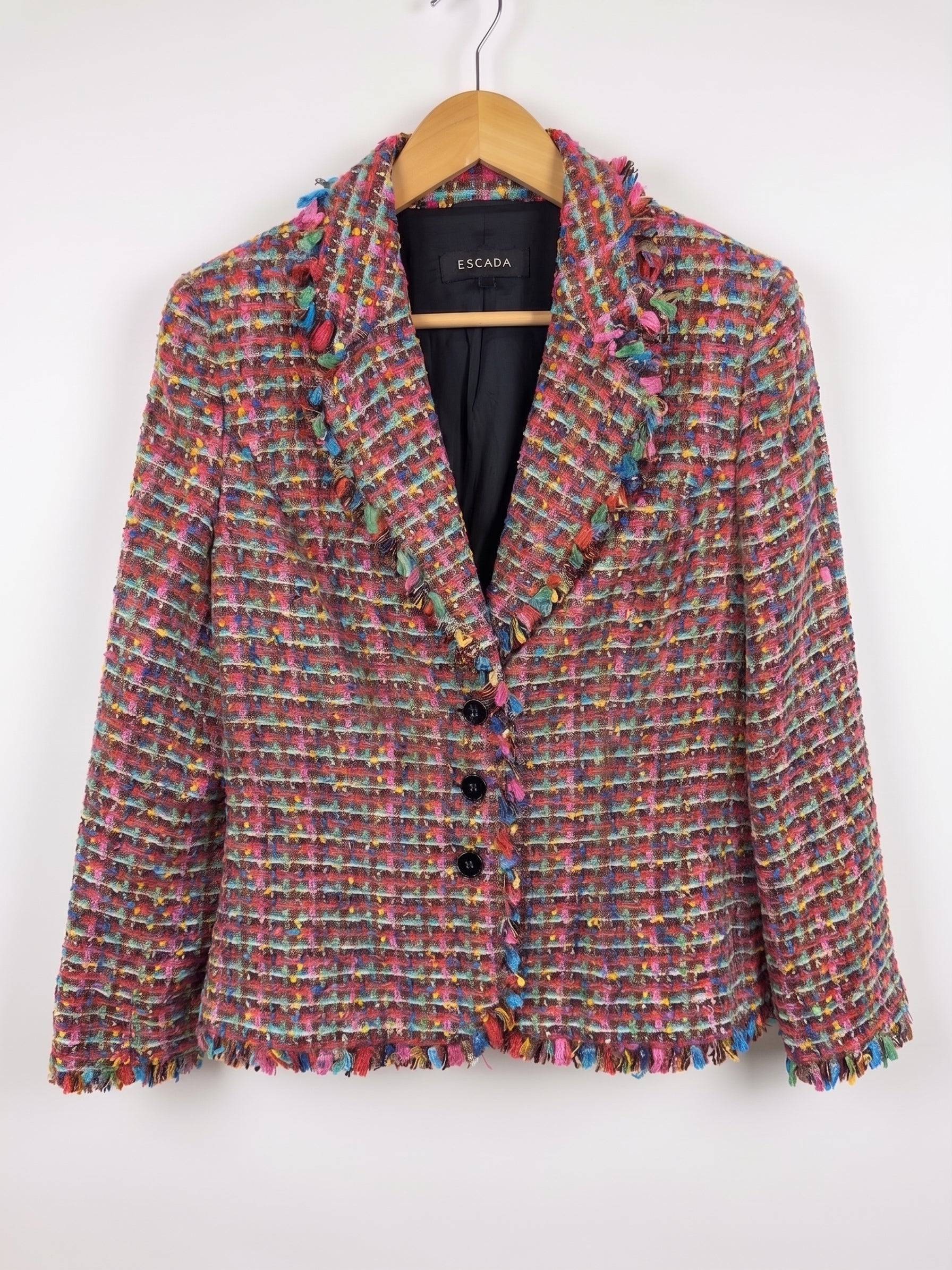 Escada Multicolour Tweed Blazer 38