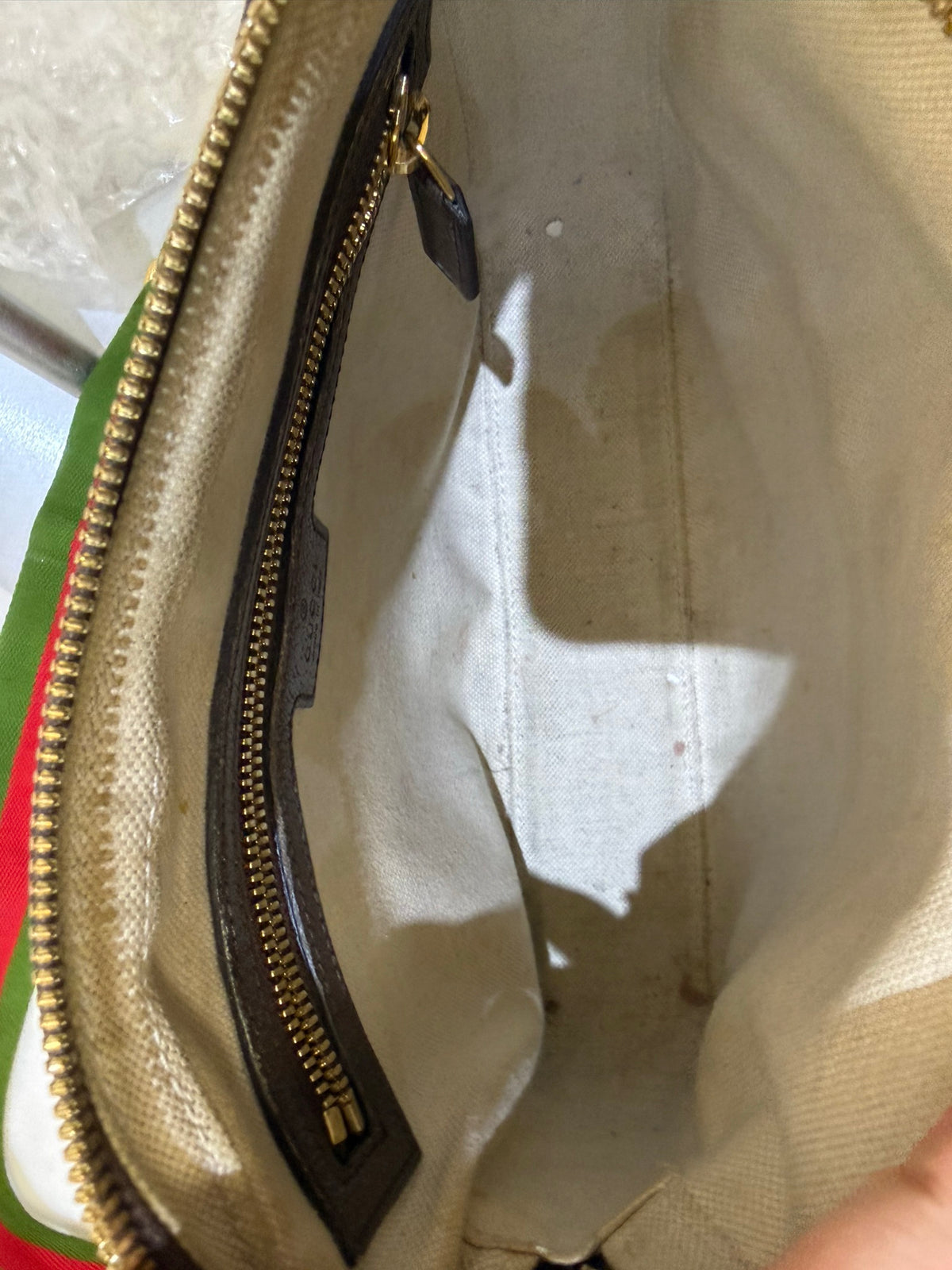 Gucci Monogram Brown Leather Bag, O/S