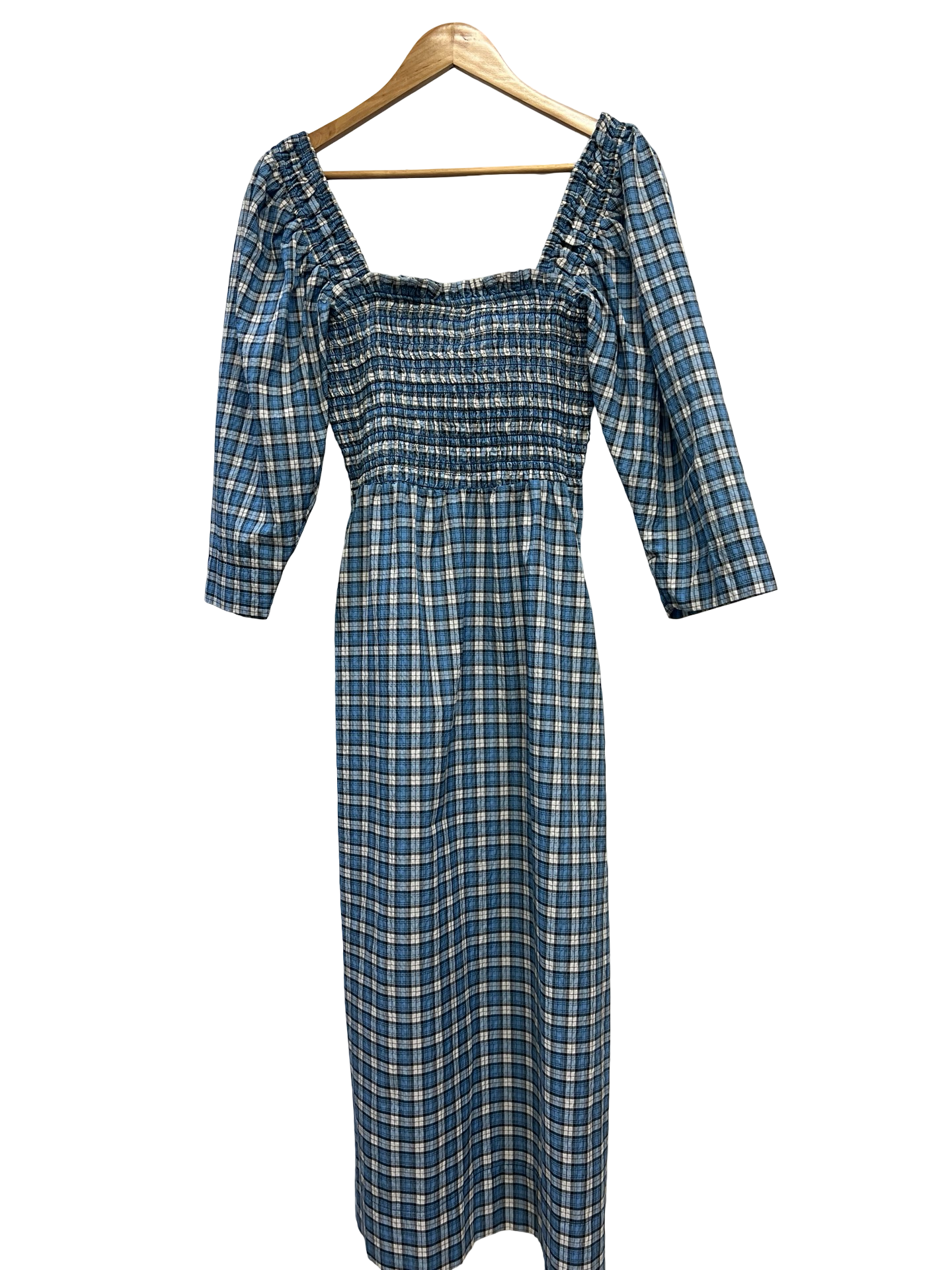 Ganni Blue Check Midi Dress 38