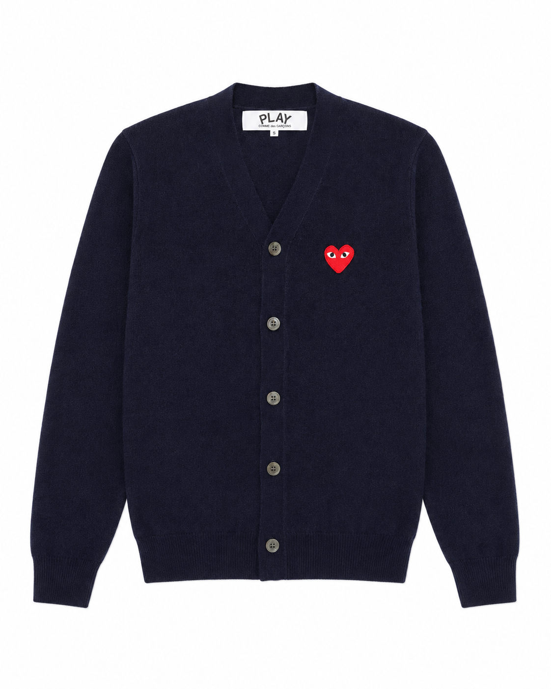 Play Comme des Garcons Blue Wool Cardigan front