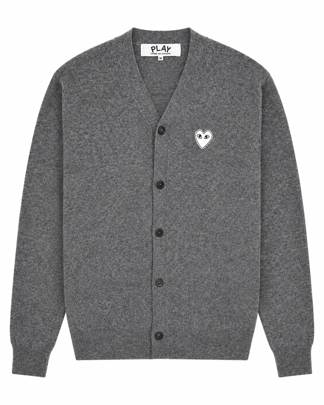 Play Comme des Garcons Grey Wool Cardigan front