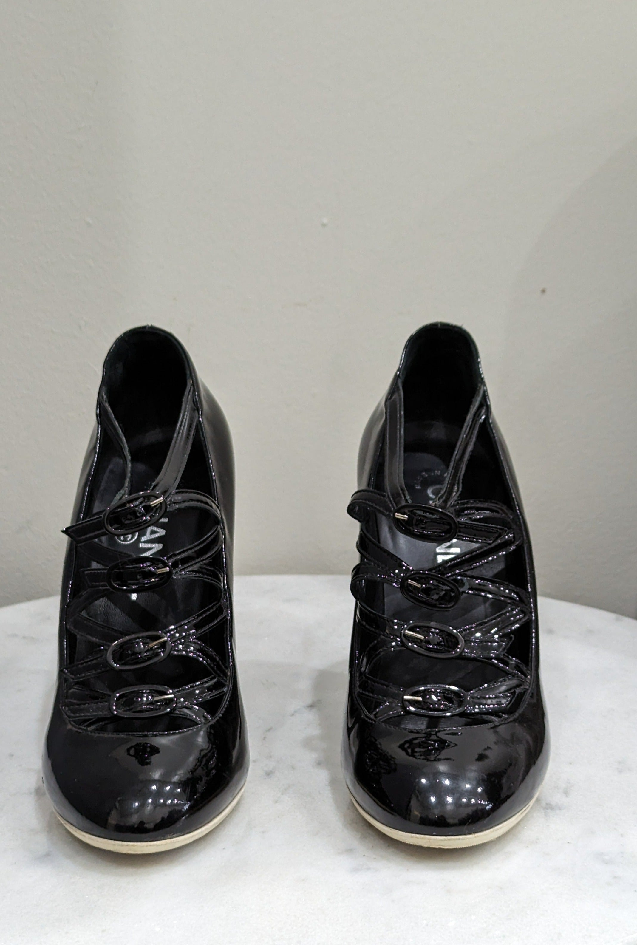 Chanel Black Multi Buckle Heels 37