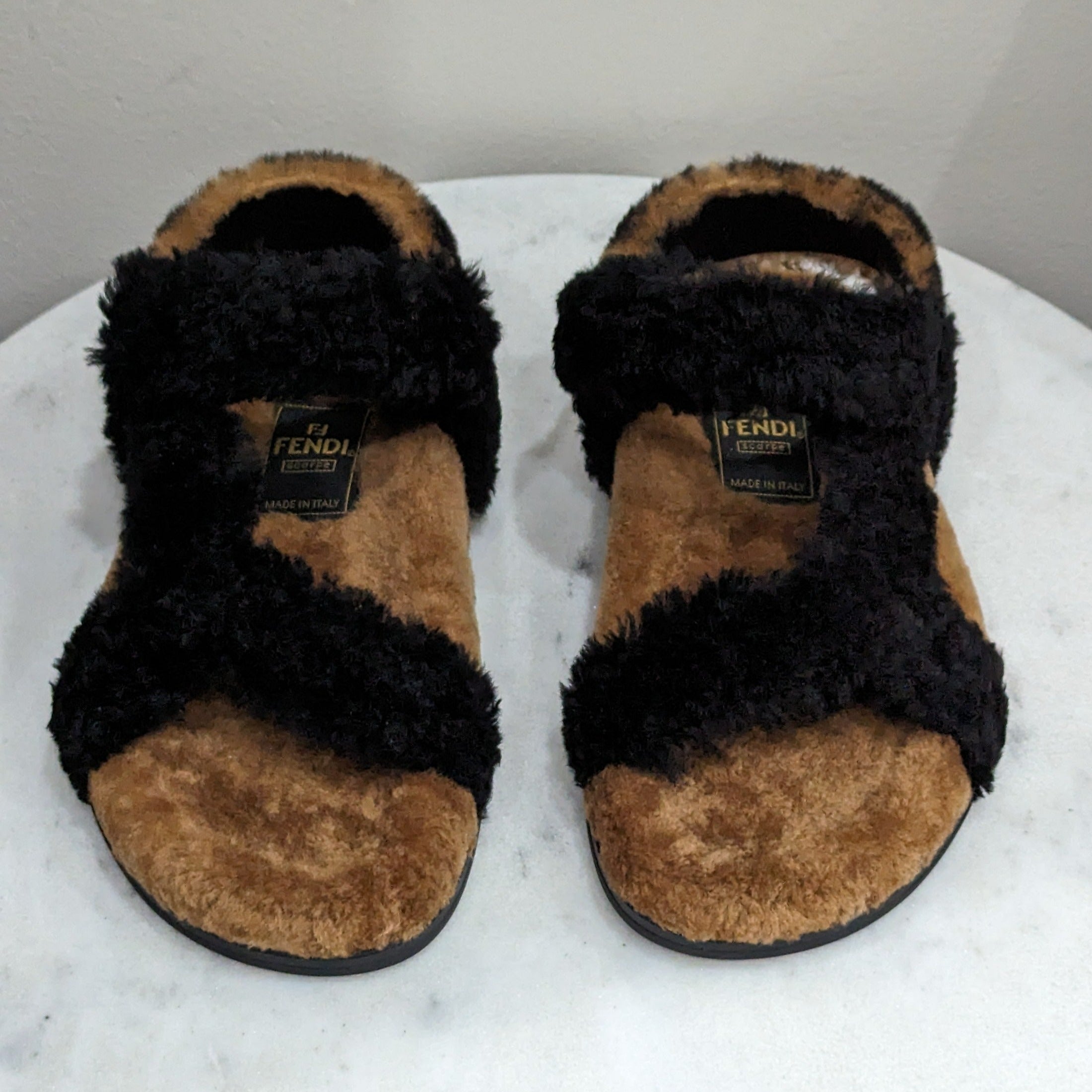 Fendi Lamb Fur Sandals 36