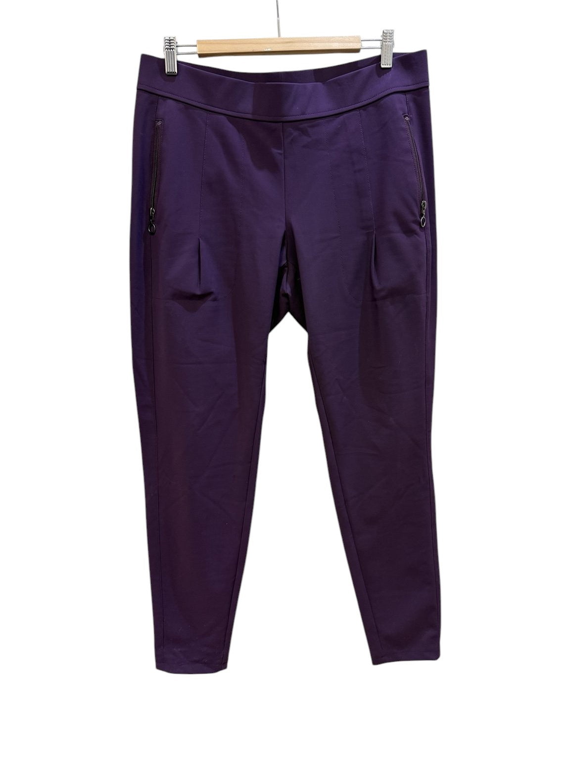 StyleColab Preloved Raffaello Rossi Kandra slim tapered trousers in deep purple with front zip pockets