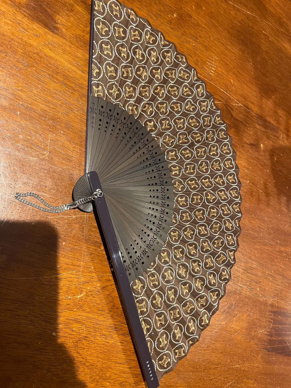 Celine Brown Macadam Folding Fan