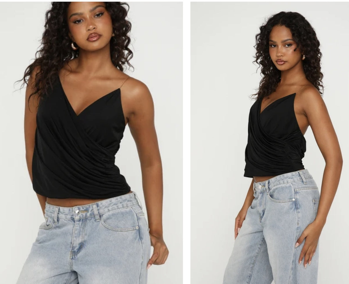 White Fox Black Cami Top XS