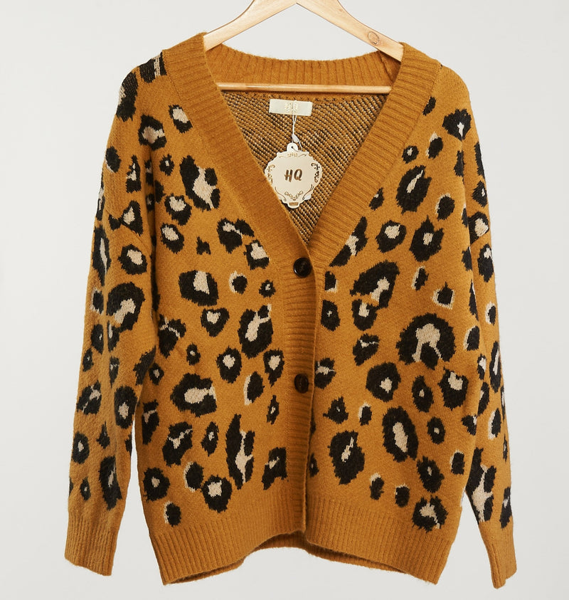 Yellow leopard print on sale cardigan